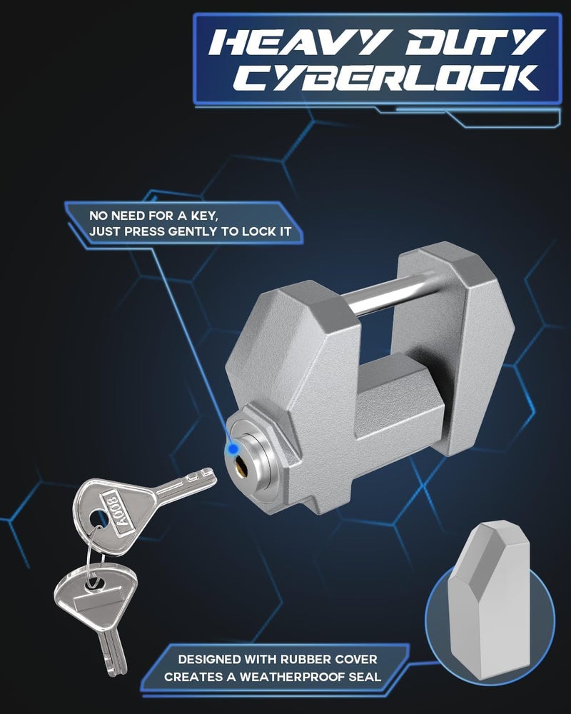 DEEAGLE Trailer Coupler Lock, Wide 1.2” Span, 1/4” Dia, Trailer Coupler Latch Lock, Coupler Wide Lock, Boat Trailer Locks for Towing Trailer Security, Sliver - Image 4